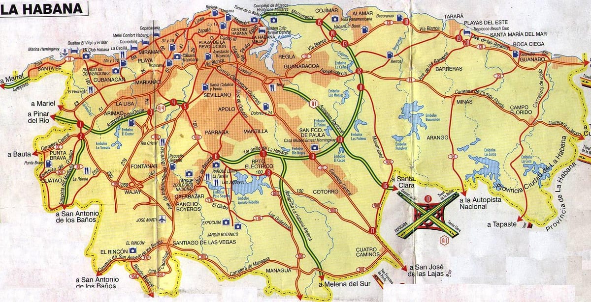 Havana Kuba na mape