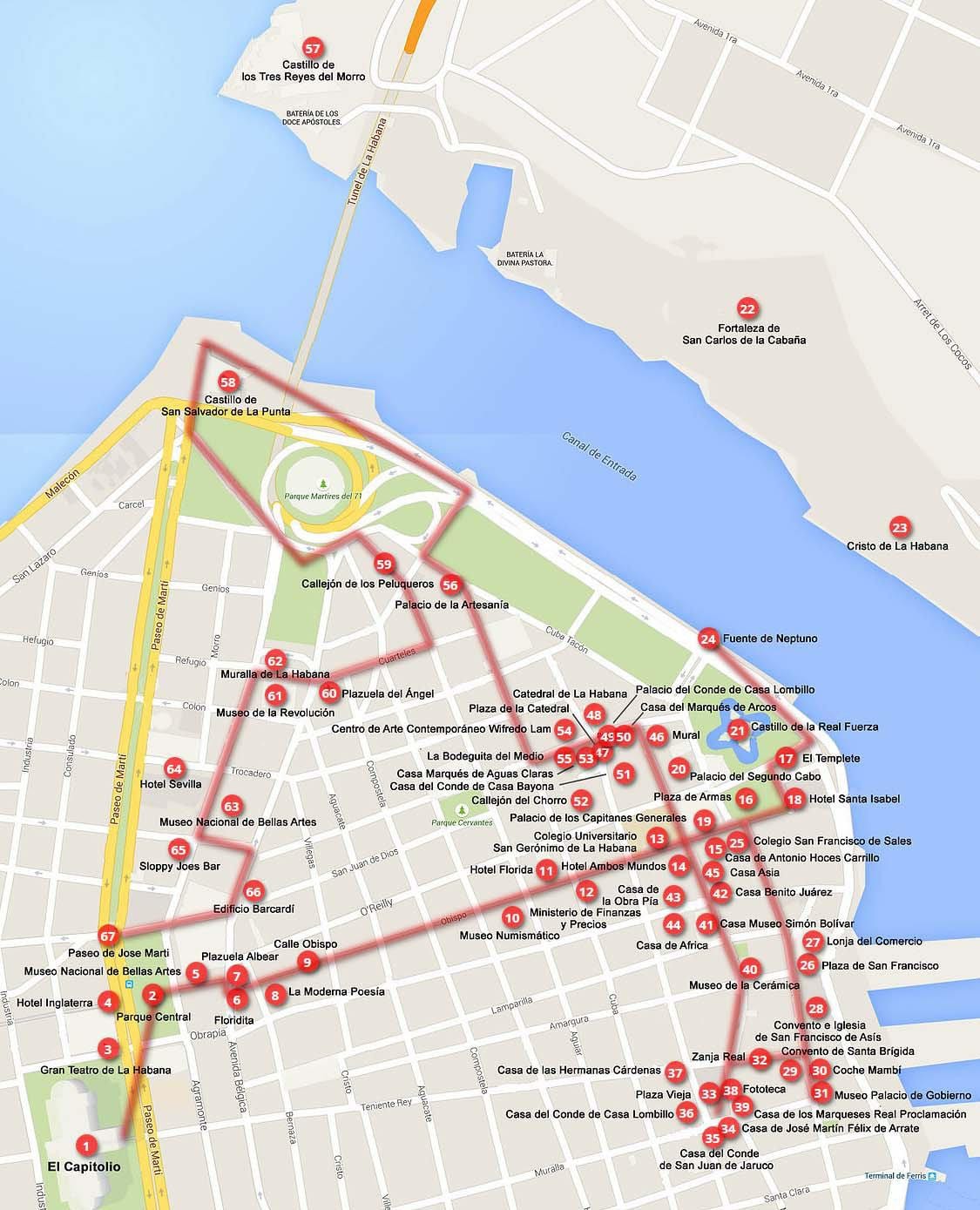 chôdza mapa Havana
