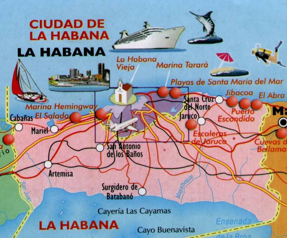 mapa Havana pláže