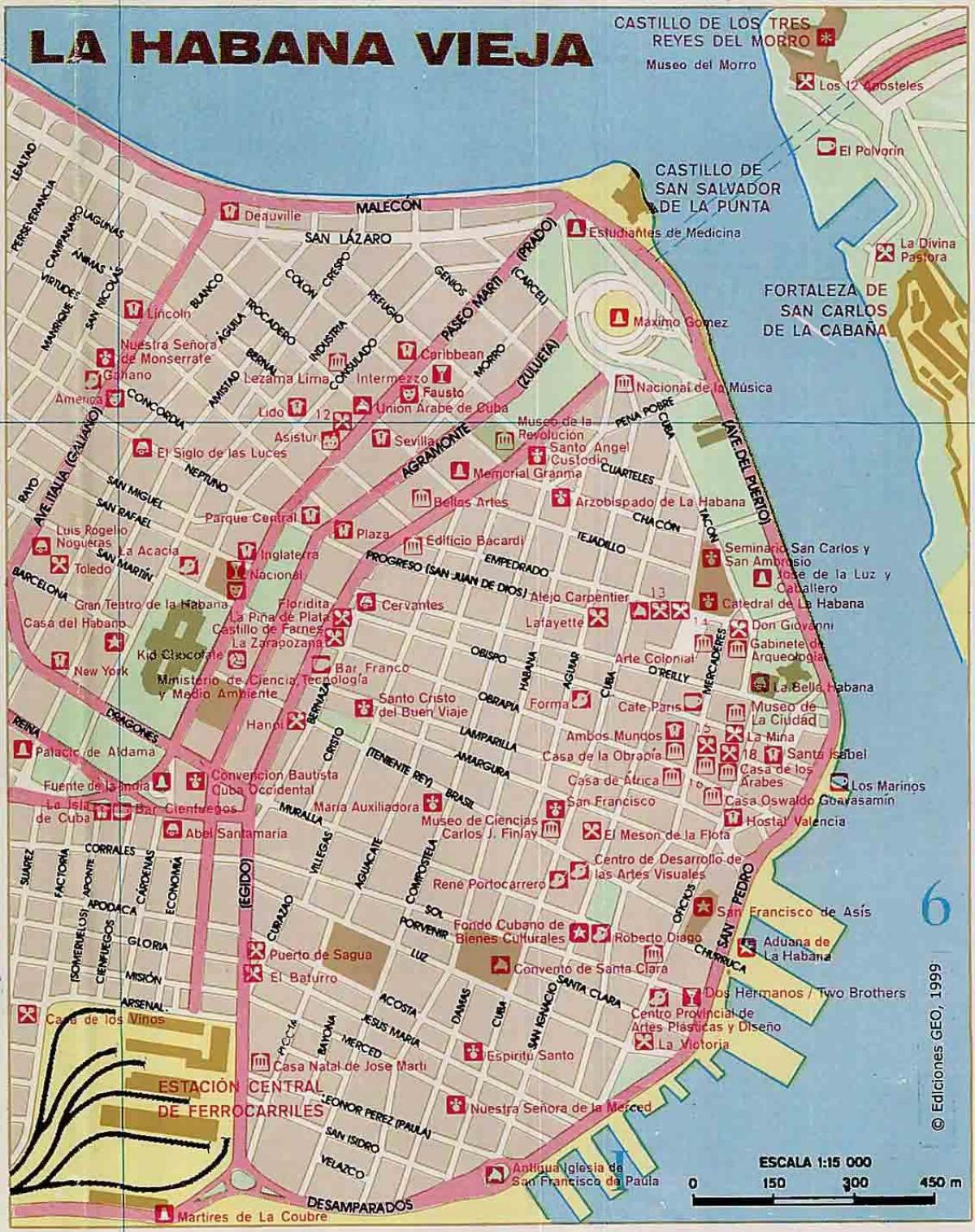 stará Havana Kuba mapu